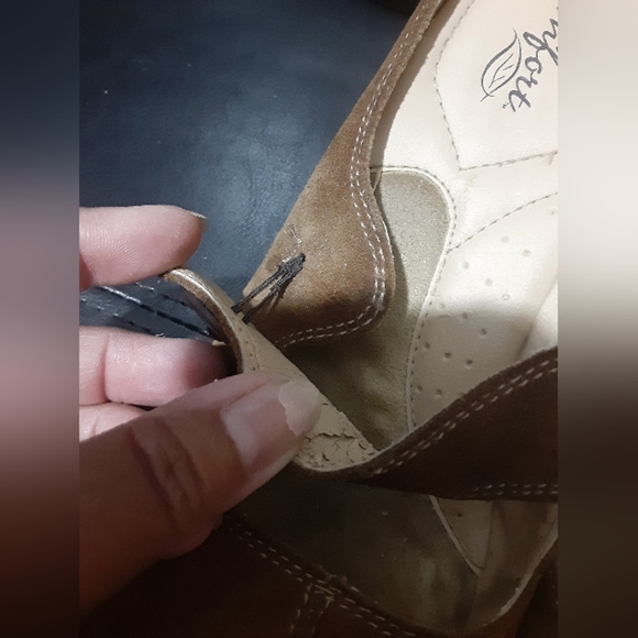 Strictly Comfort Women's Leather Wedge Mary Jane Brown Heel Upper Size 7M - Picture 8 of 12